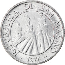 Coin, San Marino, 2 Lire, 1974, MS(64), Aluminum, KM:31