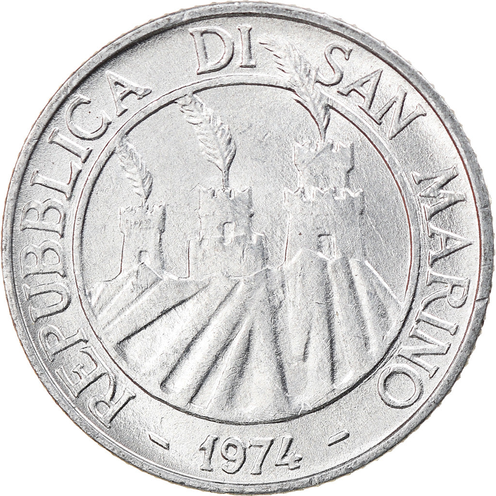 Monnaie, San Marino, 2 Lire, 1974, SUP+, Aluminium, KM:31