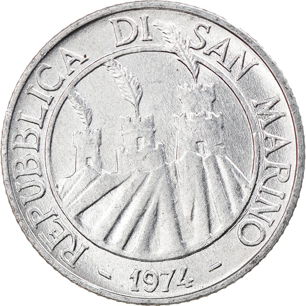 Münze, San Marino, 2 Lire, 1974, SS+, Aluminium, KM:31