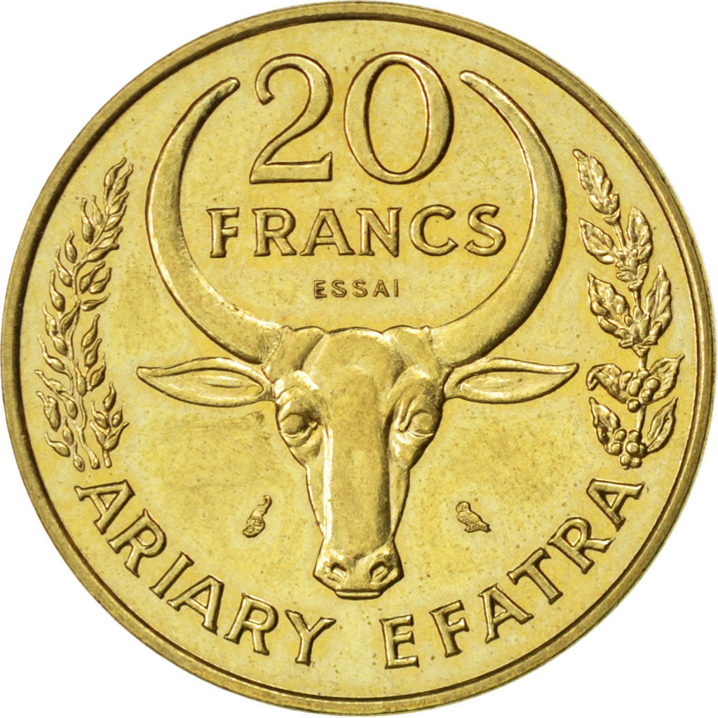 Coin, Madagascar, 20 Francs, 1970, Paris, MS(60-62), Aluminum-Bronze, KM:E10