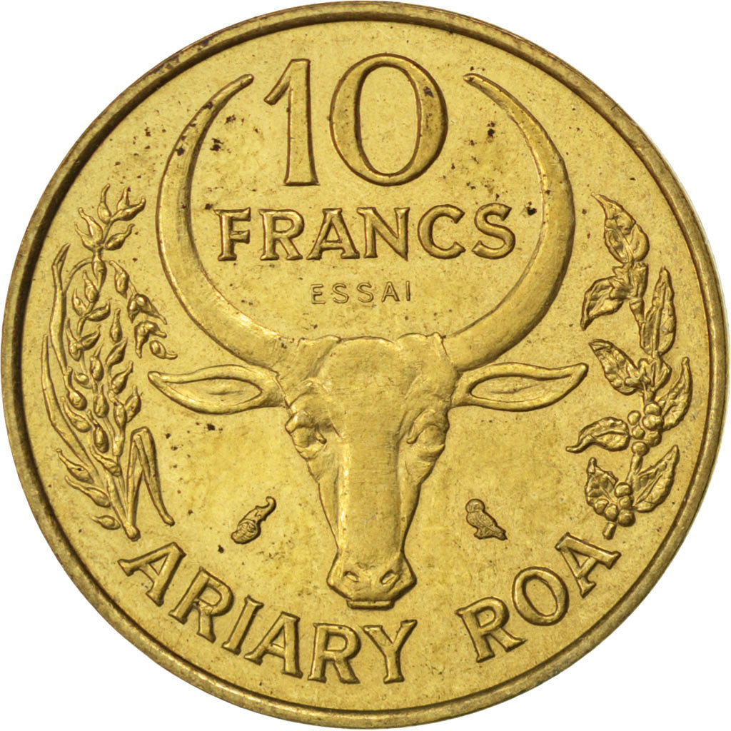 Coin, Madagascar, 10 Francs, 1970, Paris, EF(40-45), Aluminum-Bronze, KM:E9
