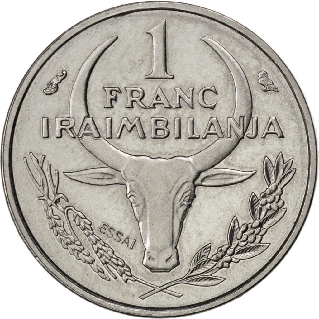 MADAGASCAR, Franc, 1965, Paris, KM #E6, MS(60-62), Stainless Steel, 2.40
