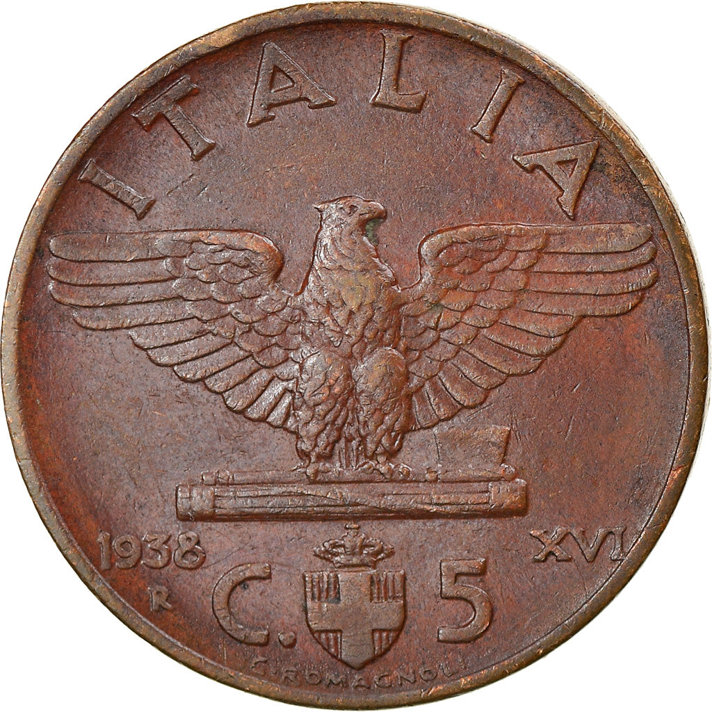 Monnaie, Italie, Vittorio Emanuele III, 5 Centesimi, 1938, Rome, SUP, Bronze