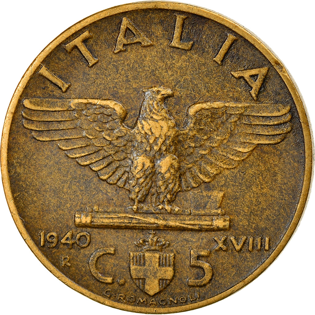 Coin, Italy, Vittorio Emanuele III, 5 Centesimi, 1940, Rome, AU(50-53)