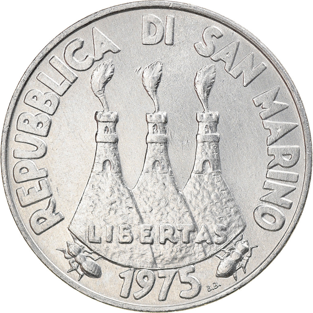 Münze, San Marino, 10 Lire, 1976, Rome, UNZ, Aluminium, KM:54