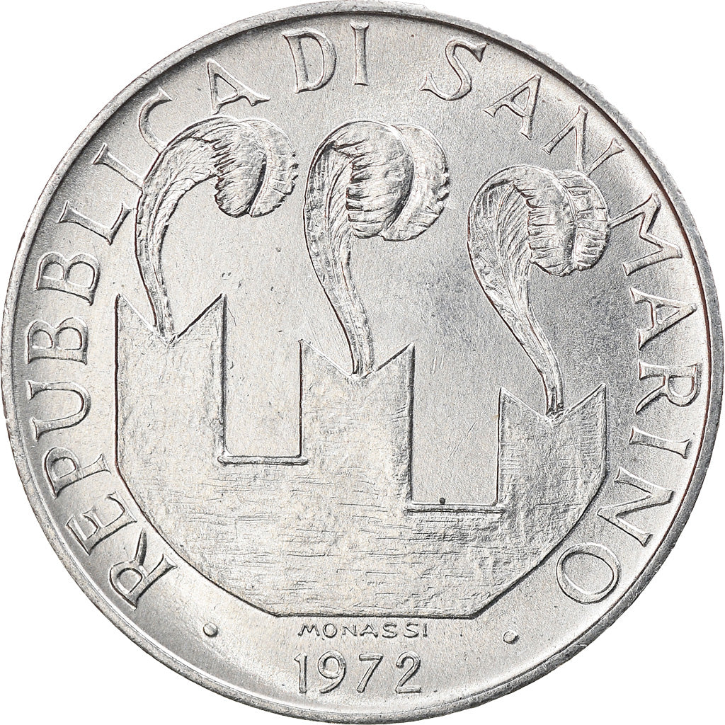 Coin, San Marino, 10 Lire, 1972, Rome, MS(60-62), Aluminum, KM:17