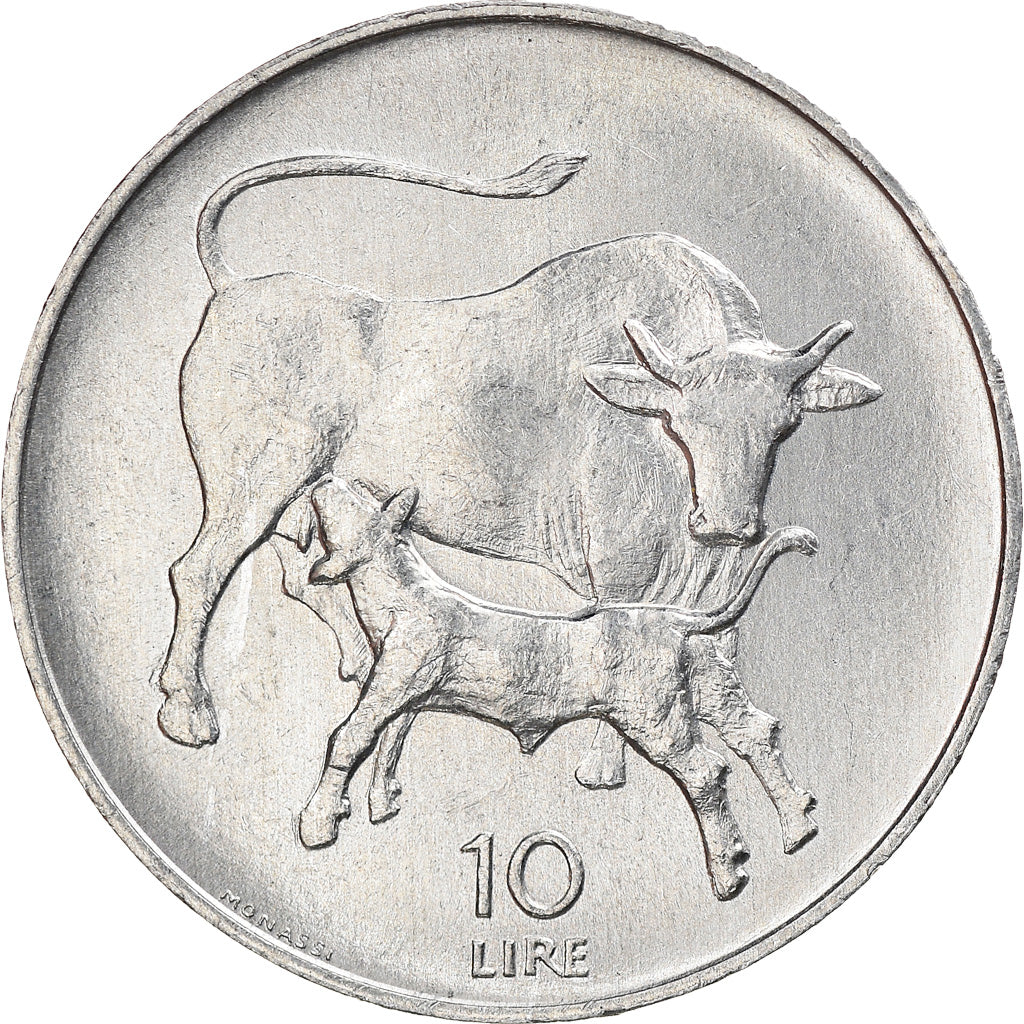 Coin, San Marino, 10 Lire, 1972, Rome, MS(60-62), Aluminum, KM:17