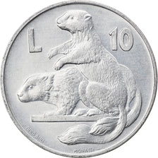 Moneda, San Marino, 10 Lire, 1975, Rome, MBC+, Aluminio, KM:43