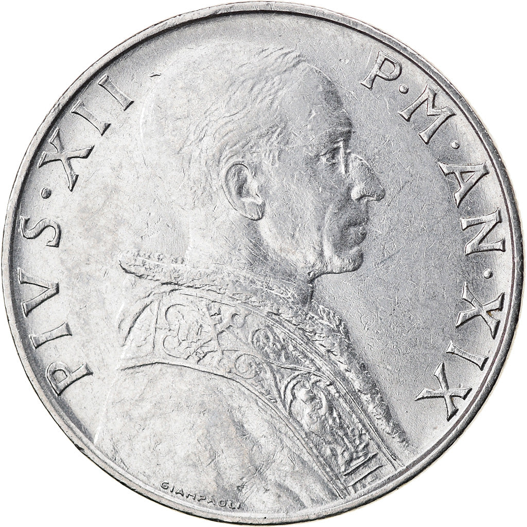 Moneta, PAŃSTWO WATYKAŃSKIE, Pius XII, 50 Lire, 1957, EF(40-45), Stal