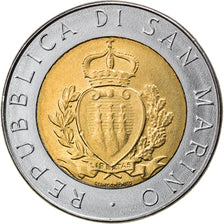 Moeda, San Marino, 500 Lire, 1987, Rome, AU(55-58), Bimetálico, KM:209
