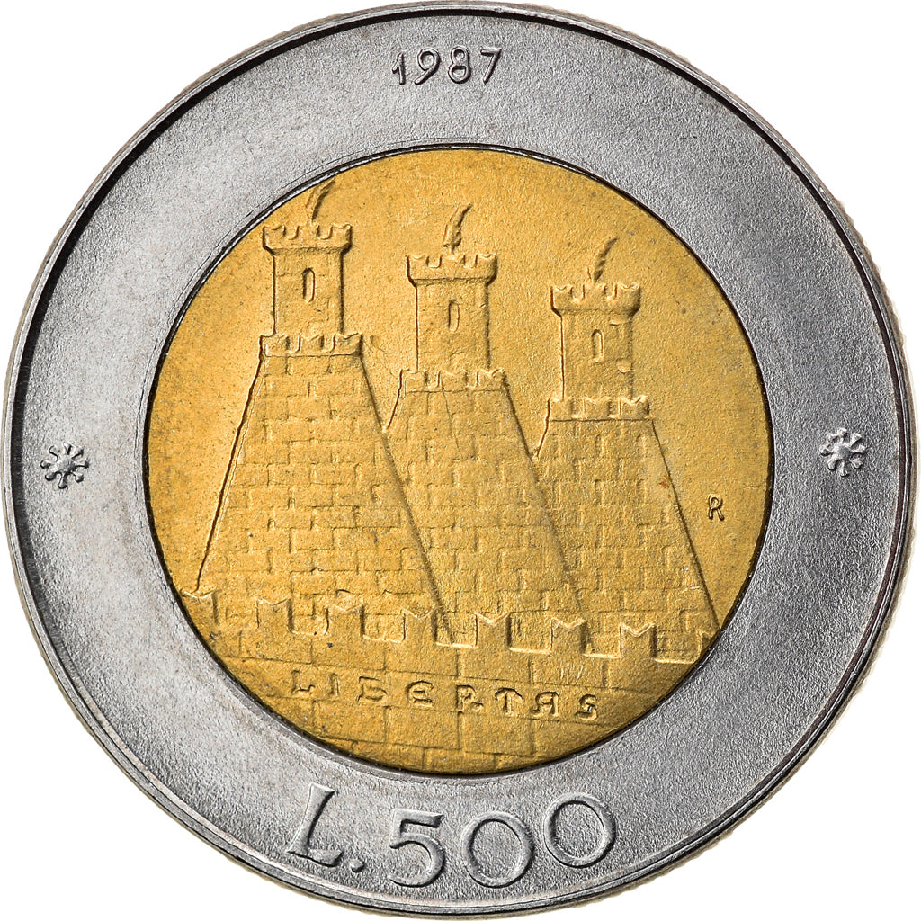 Moneta, San Marino, 500 Lire, 1987, Rome, MB+, Bi-metallico, KM:209