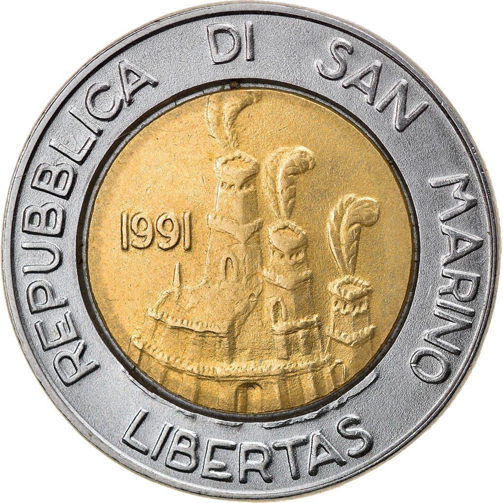 Münze, San Marino, 500 Lire, 1991, SS+, Bi-Metallic, KM:269