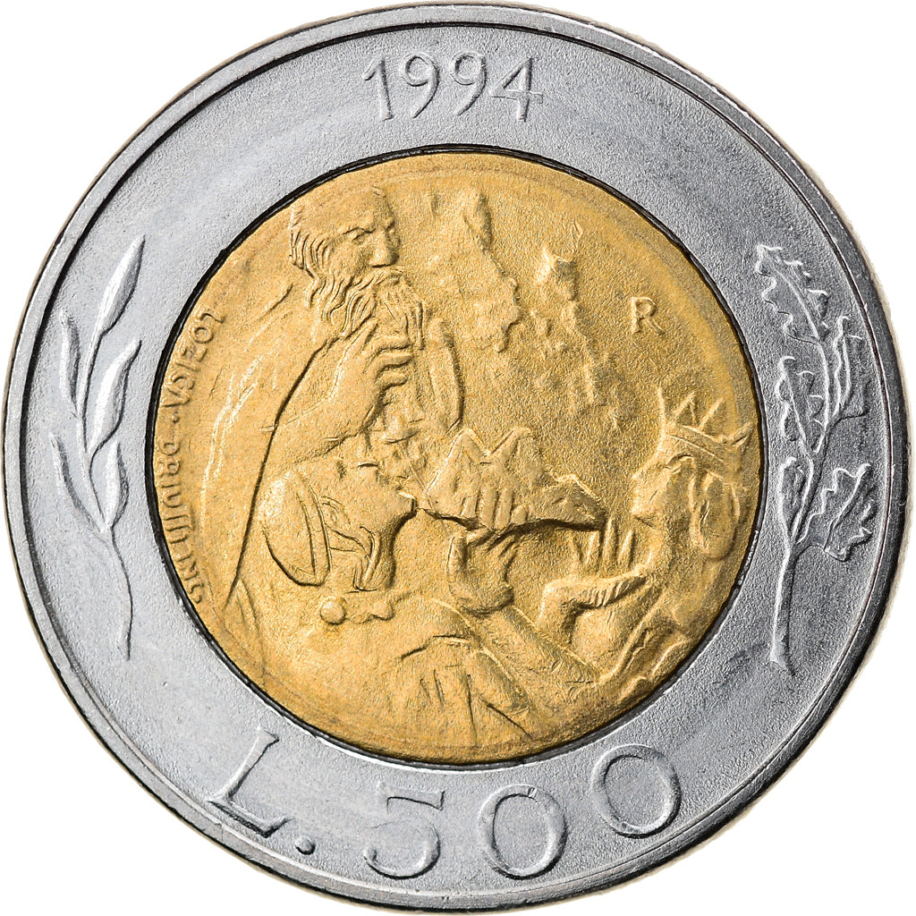 Münze, San Marino, 500 Lire, 1994, Rome, UNZ, Bi-Metallic, KM:314