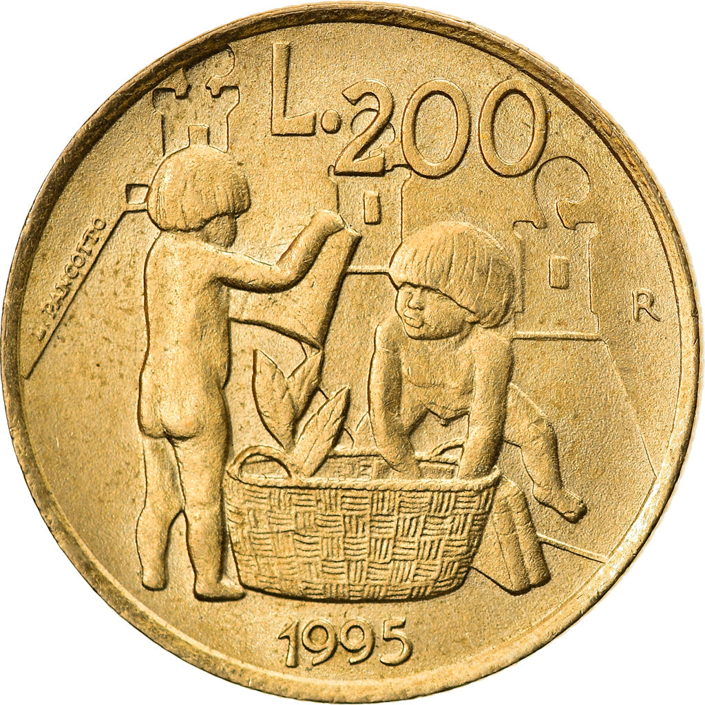 Münze, San Marino, 200 Lire, 1995, Rome, VZ+, Aluminum-Bronze, KM:329