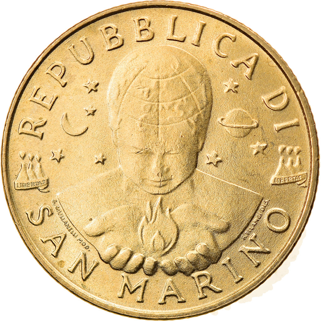 Coin, San Marino, 200 Lire, 1997, MS(60-62), Aluminum-Bronze, KM:366