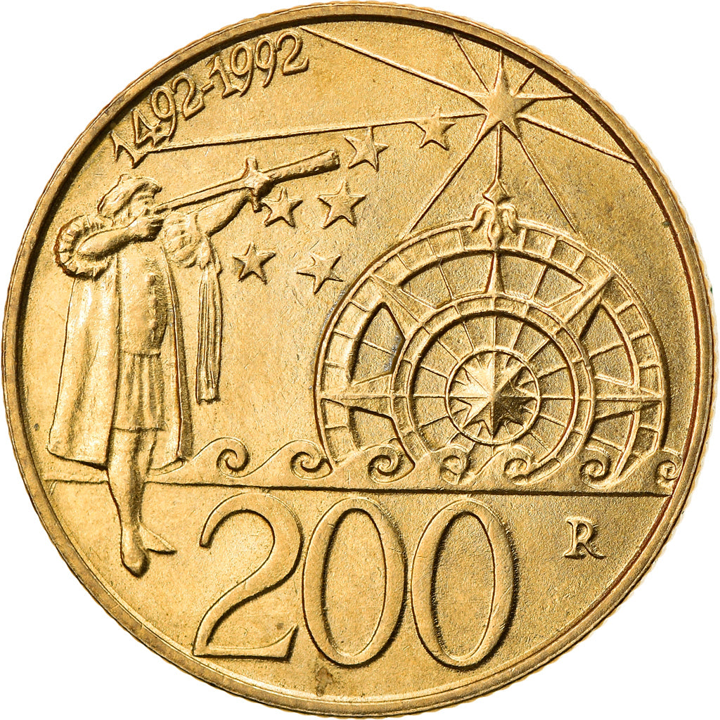Münze, San Marino, 200 Lire, 1992, Rome, UNZ, Aluminum-Bronze, KM:285
