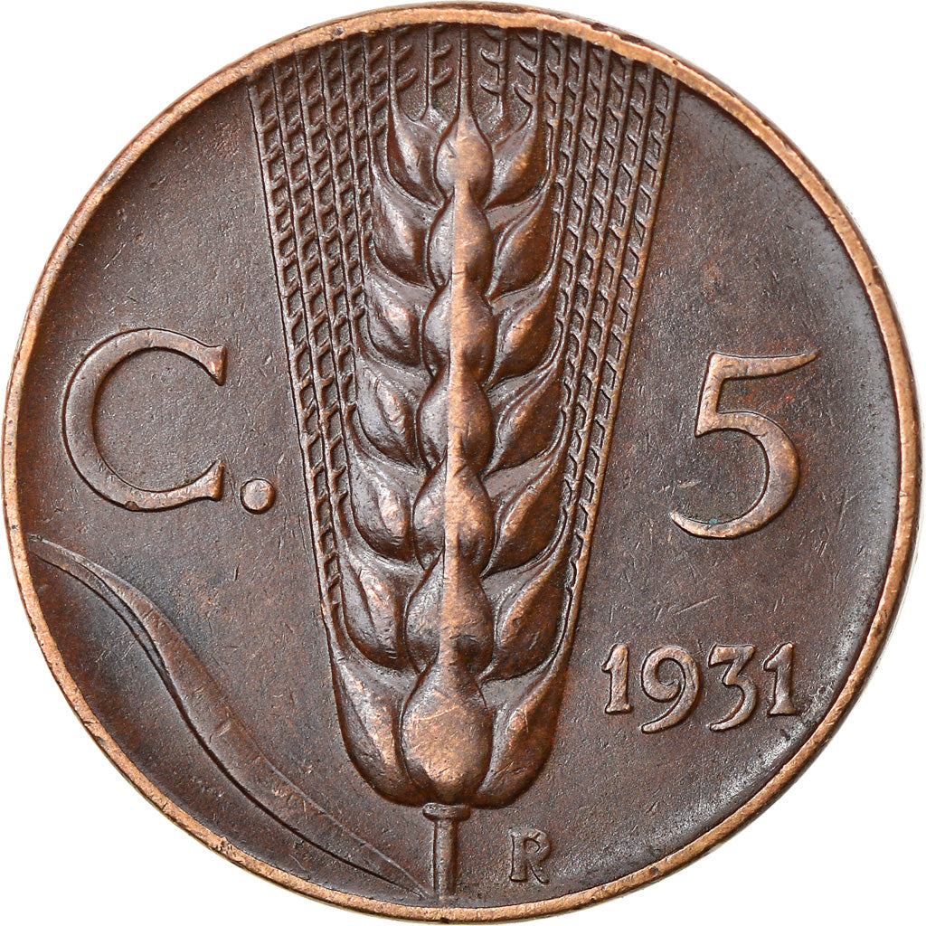 Coin, Italy, Vittorio Emanuele III, 5 Centesimi, 1931, Rome, AU(50-53), Bronze