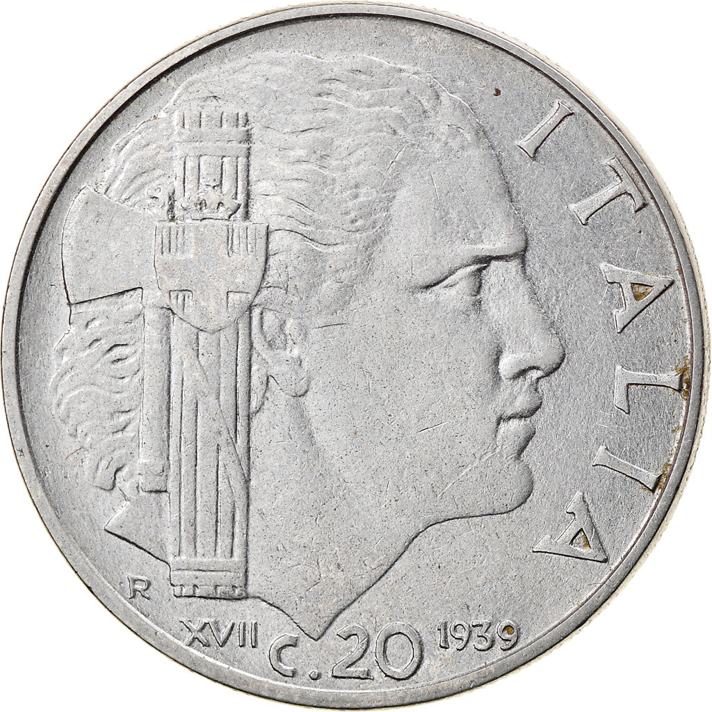 Moneta, Italia, Vittorio Emanuele III, 20 Centesimi, 1939, Rome, BB+, Acciaio