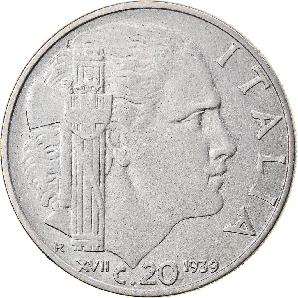 Coin, Italy, Vittorio Emanuele III, 20 Centesimi, 1939, Rome, EF(40-45)