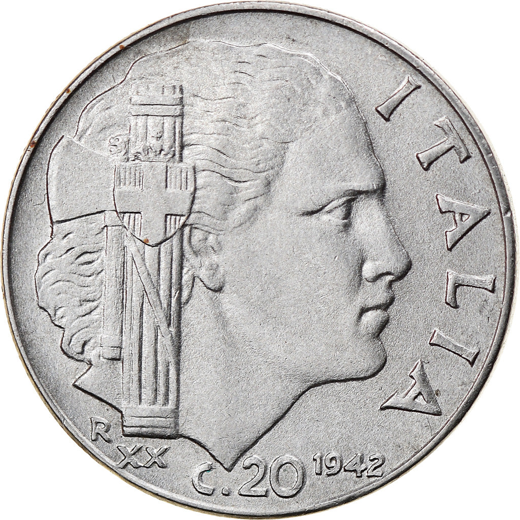 Monnaie, Italie, Vittorio Emanuele III, 20 Centesimi, 1942, Rome, SUP, Stainless