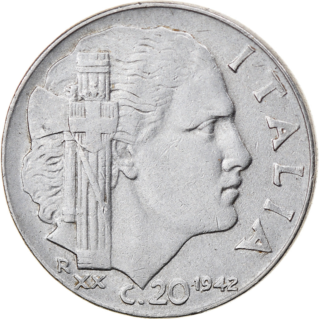 Coin, Italy, Vittorio Emanuele III, 20 Centesimi, 1942, Rome, VF(30-35)