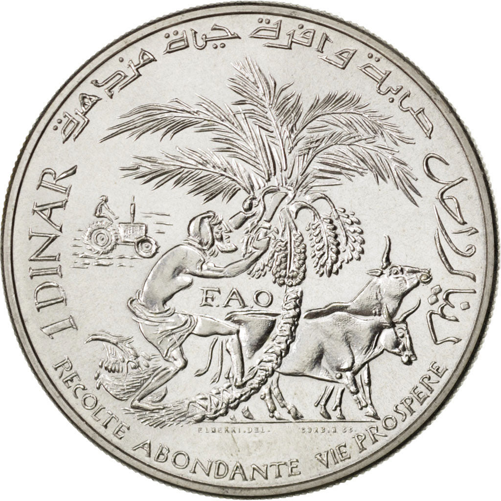 TUNISIA, Dinar, 1970, Paris, KM #E34, MS(60-62), Silver, 18.03