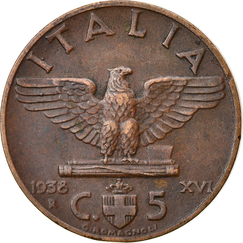 Monnaie, Italie, Vittorio Emanuele III, 5 Centesimi, 1938, Rome, TTB+, Bronze