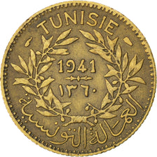 TUNISIA, Franc, 1941, Paris, KM #247, EF(40-45), Aluminum-Bronze, 23, Lecompte..