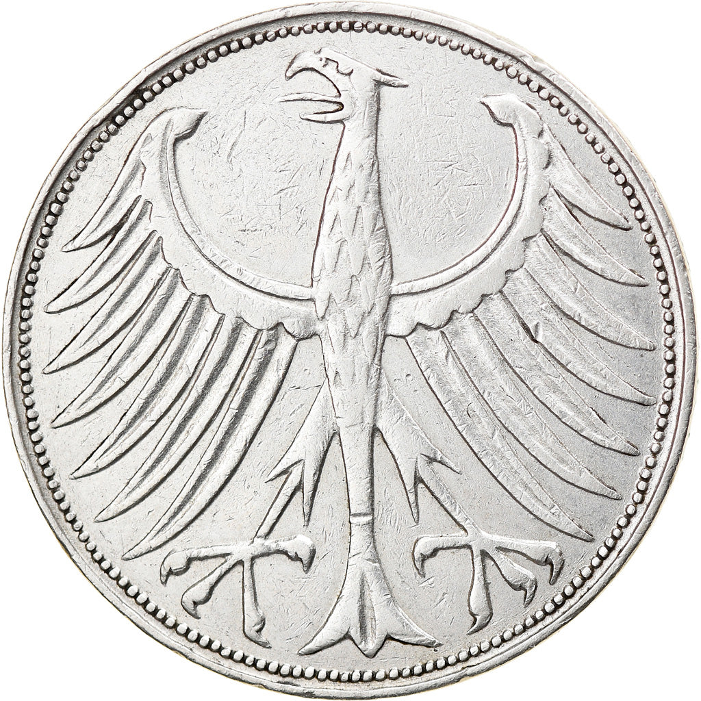 Coin, GERMANY - FEDERAL REPUBLIC, 5 Mark, 1951, Hambourg, EF(40-45), Silver