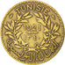 TUNISIA, Franc, 1921, Paris, KM #247, EF(40-45), Aluminum-Bronze, 23, Lecompte..