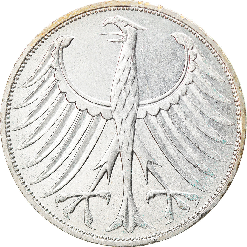 Coin, GERMANY - FEDERAL REPUBLIC, 5 Mark, 1974, Hamburg, EF(40-45), Silver