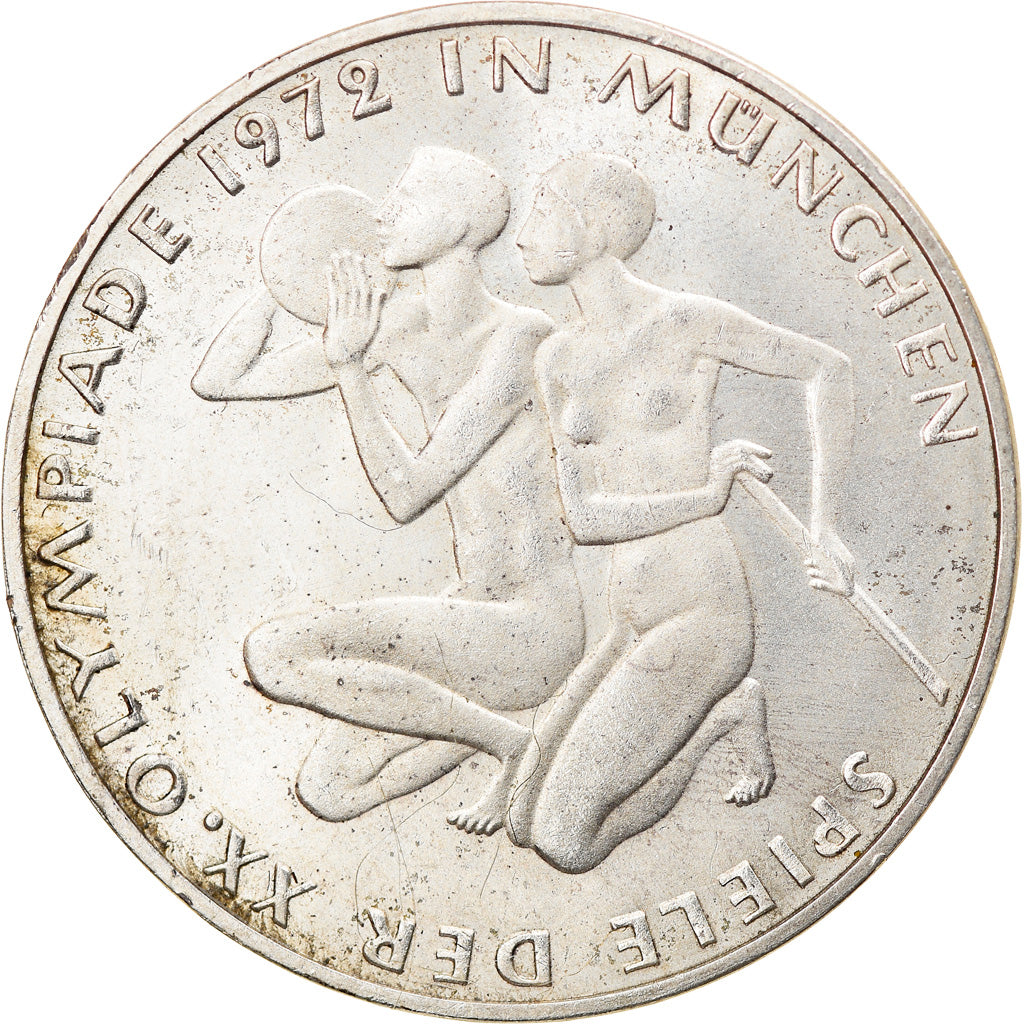 Coin, GERMANY - FEDERAL REPUBLIC, 10 Mark, 1972, Karlsruhe, AU(55-58), Silver