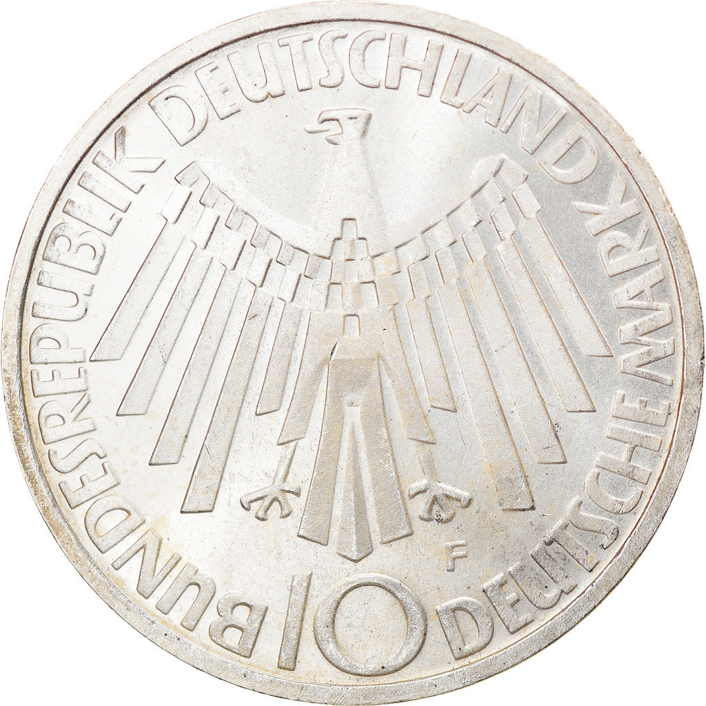 Coin, GERMANY - FEDERAL REPUBLIC, 10 Mark, 1972, Stuttgart, AU(50-53), Silver