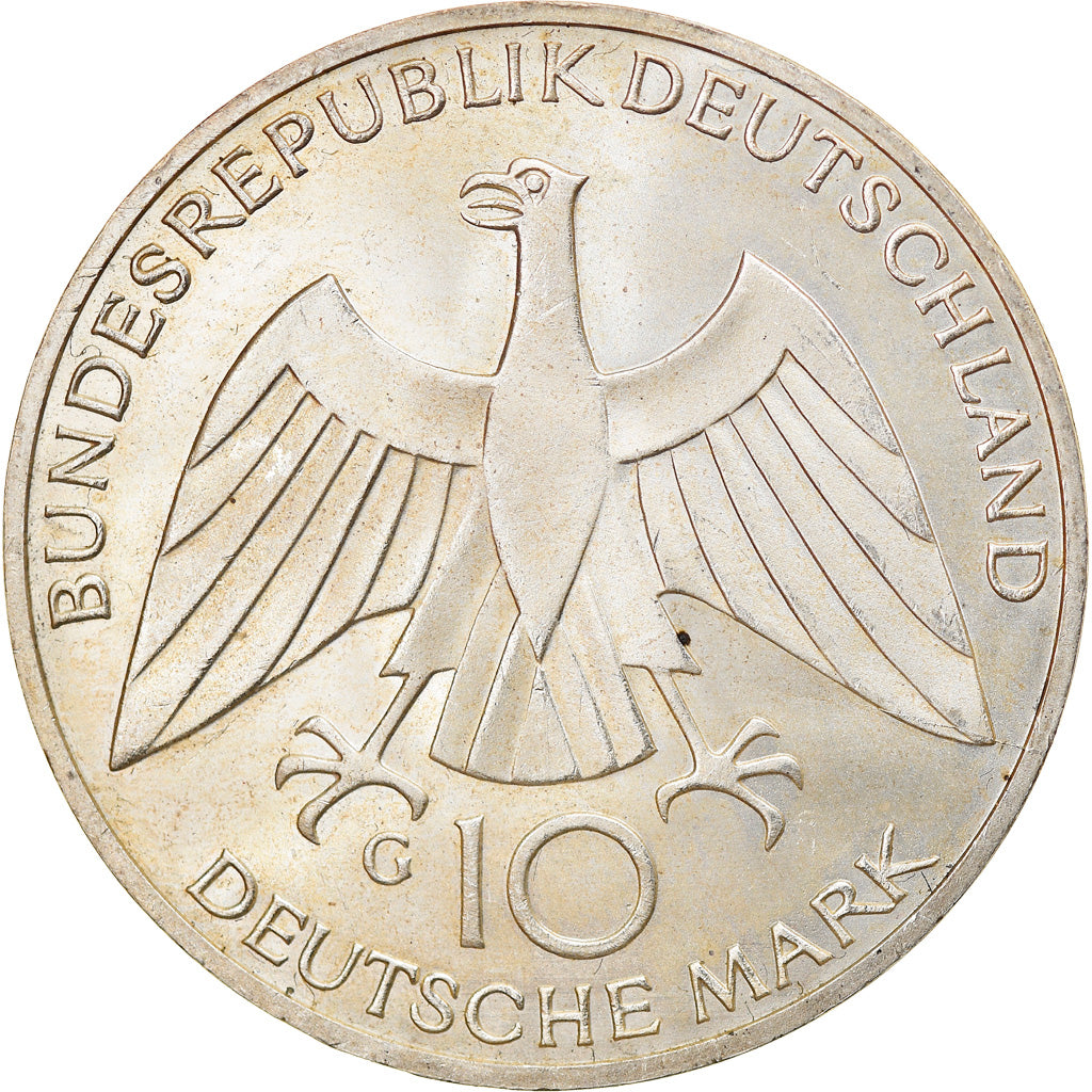 Coin, GERMANY - FEDERAL REPUBLIC, 10 Mark, 1972, Karlsruhe, AU(55-58), Silver