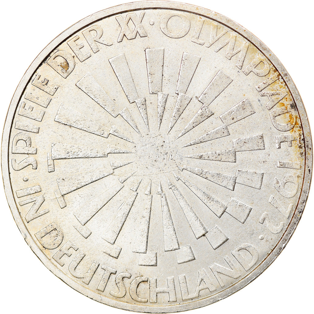 Moneta, GERMANIA - REPUBBLICA FEDERALE, 10 Mark, 1972, Hamburg, BB, Argento
