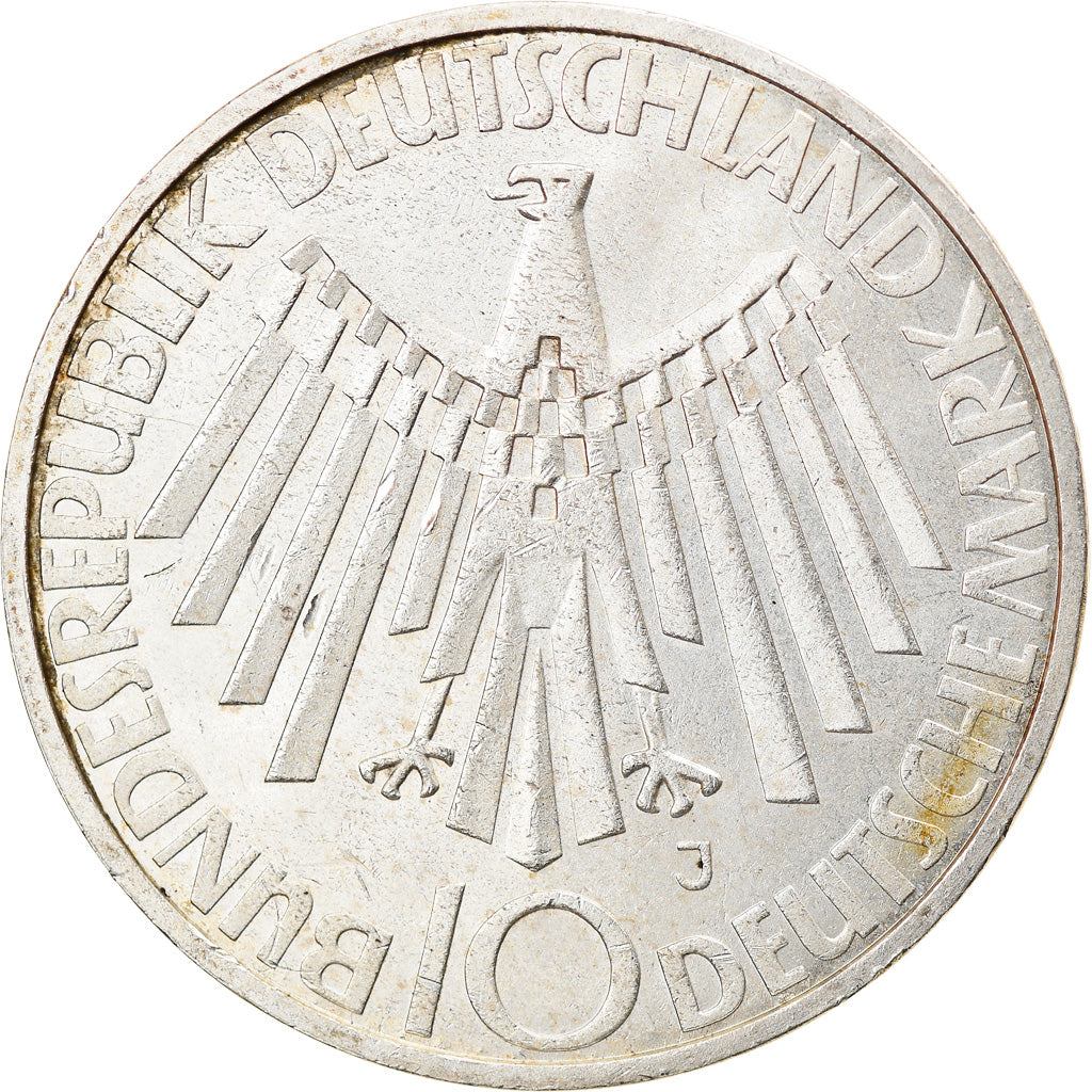 Moneta, GERMANIA - REPUBBLICA FEDERALE, 10 Mark, 1972, Hamburg, BB, Argento
