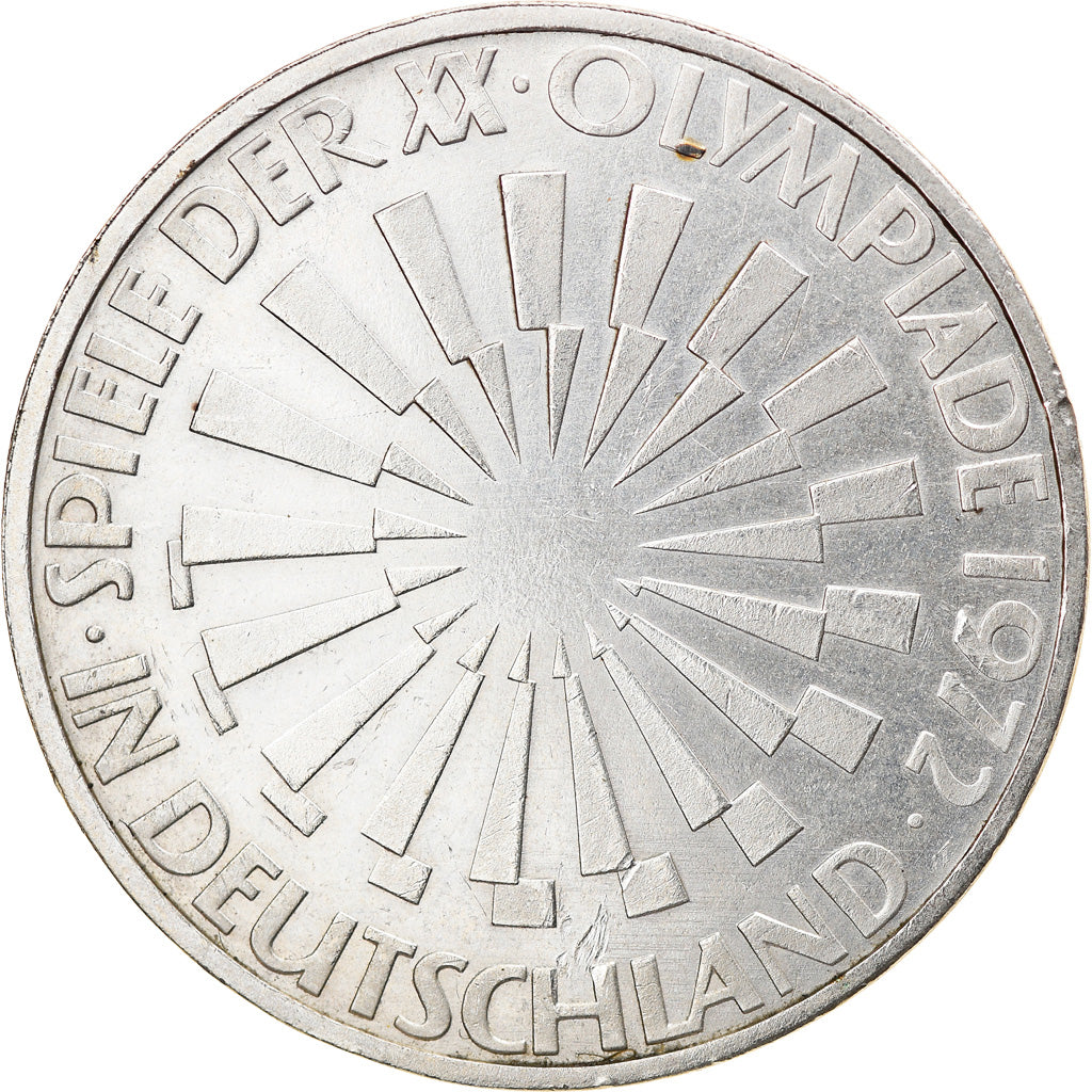Coin, GERMANY - FEDERAL REPUBLIC, 10 Mark, 1972, Karlsruhe, EF(40-45), Silver