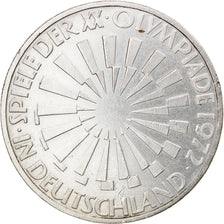 Coin, GERMANY - FEDERAL REPUBLIC, 10 Mark, 1972, Karlsruhe, EF(40-45), Silver