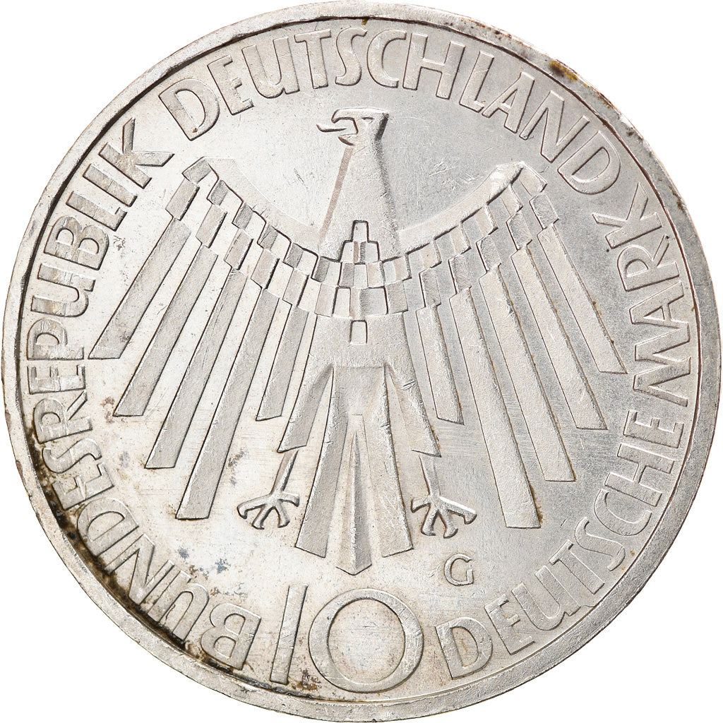 Coin, GERMANY - FEDERAL REPUBLIC, 10 Mark, 1972, Karlsruhe, EF(40-45), Silver