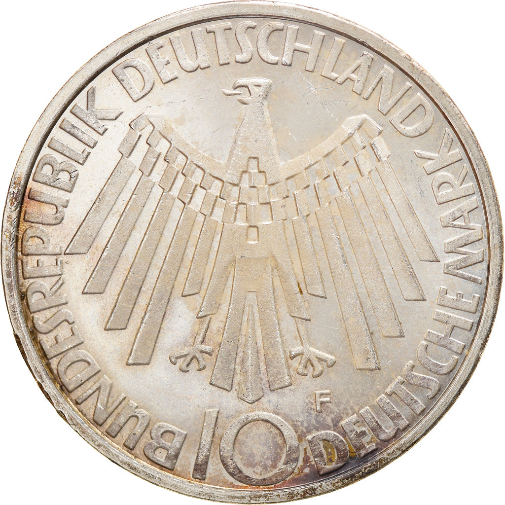 Moneta, GERMANIA - REPUBBLICA FEDERALE, 10 Mark, 1972, Stuttgart, BB+, Argento