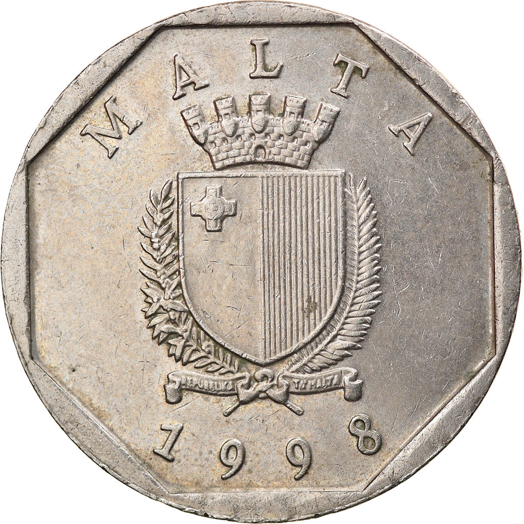 Moeda, Malta, 50 Cents, 1998, EF(40-45), Cobre-níquel, KM:98