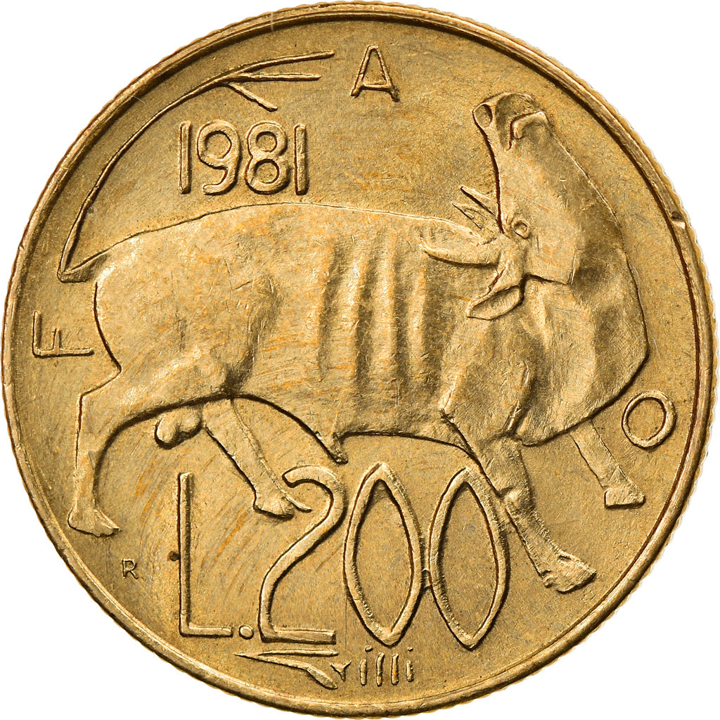 Moneta, San Marino, 200 Lire, 1981, Rome, SPL, Alluminio-bronzo, KM:123