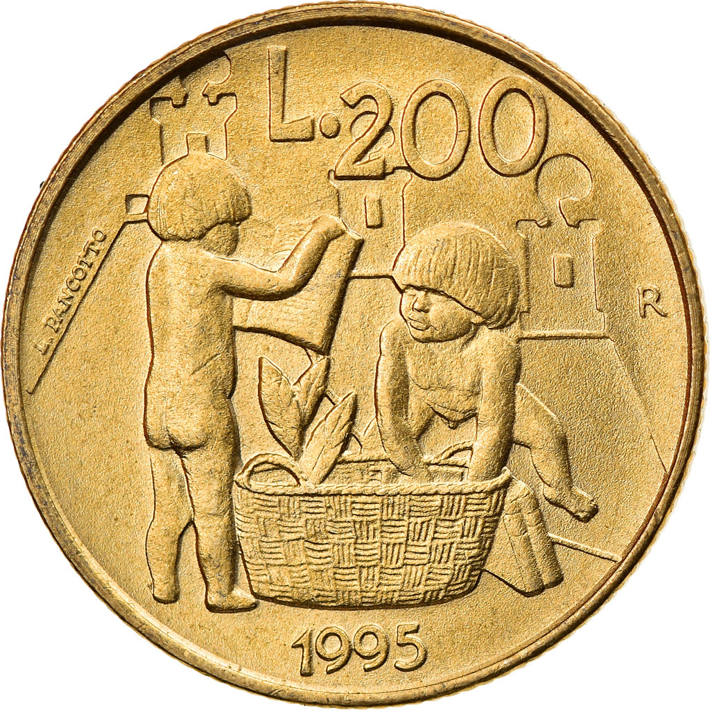 Monnaie, San Marino, 200 Lire, 1995, SPL, Aluminum-Bronze, KM:329