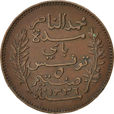 TUNISIA, 5 Centimes, 1917, Paris, KM #235, EF(40-45), Bronze, 26, Lecompte #81,.