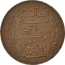 Munten, Tunisië, Muhammad al-Nasir Bey, 10 Centimes, 1917, Paris, ZF, Bronze