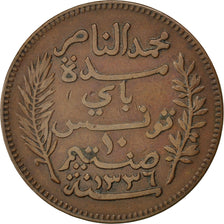 Coin, Tunisia, Muhammad al-Nasir Bey, 10 Centimes, 1917, Paris, EF(40-45)