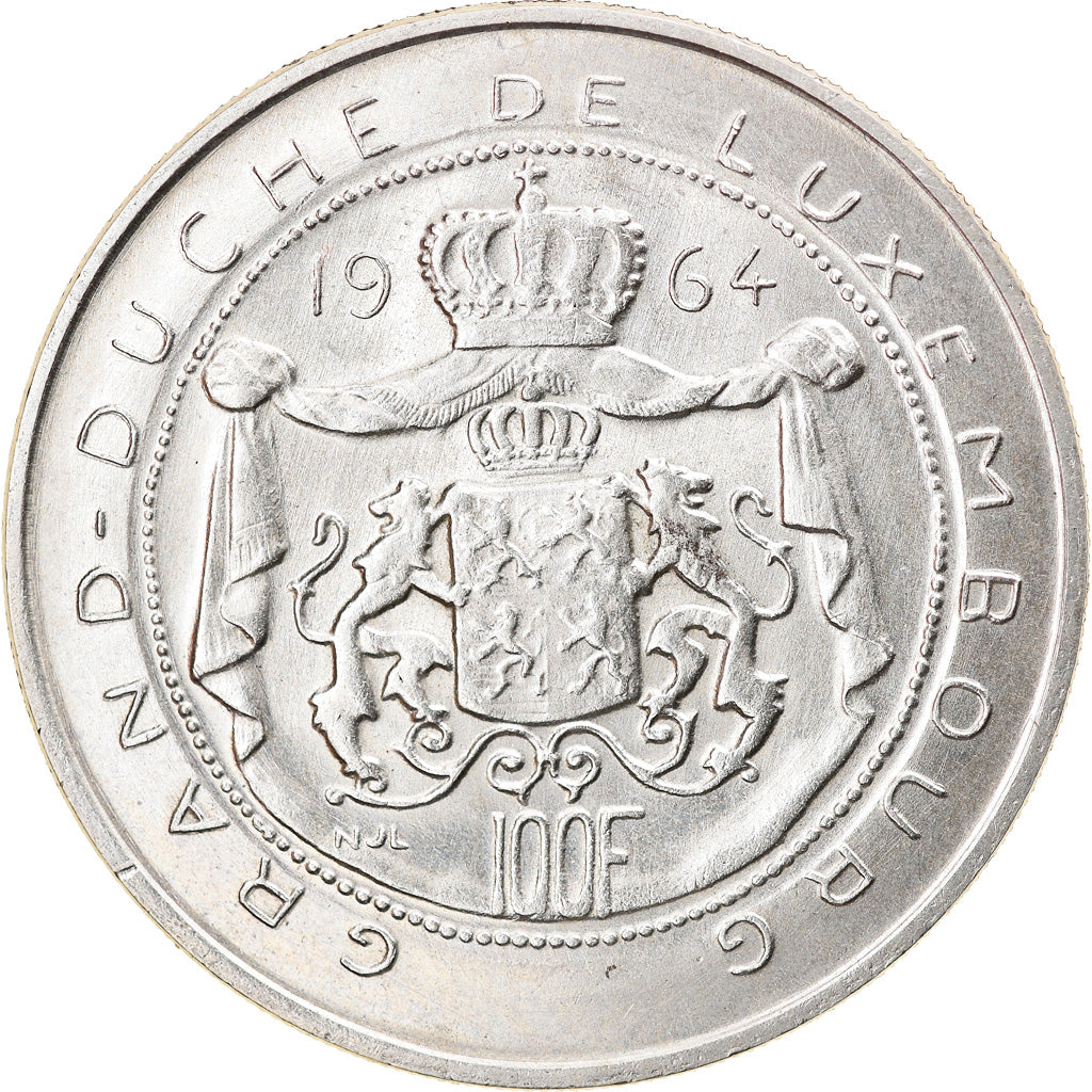 Coin, Luxembourg, Charlotte, 100 Francs, 1964, MS(63), Silver, KM:54
