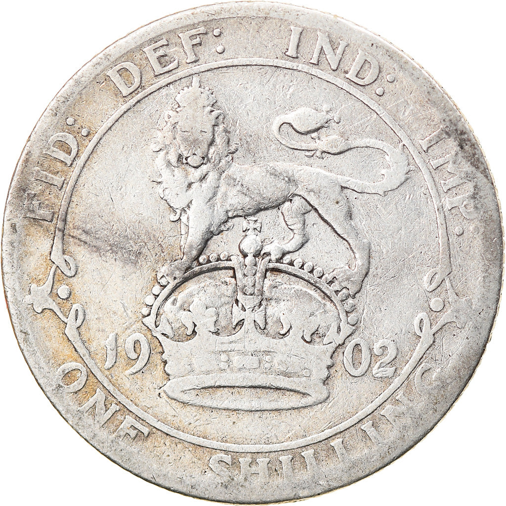 Coin, Great Britain, Edward VII, Shilling, 1902, VF(20-25), Silver, KM:800