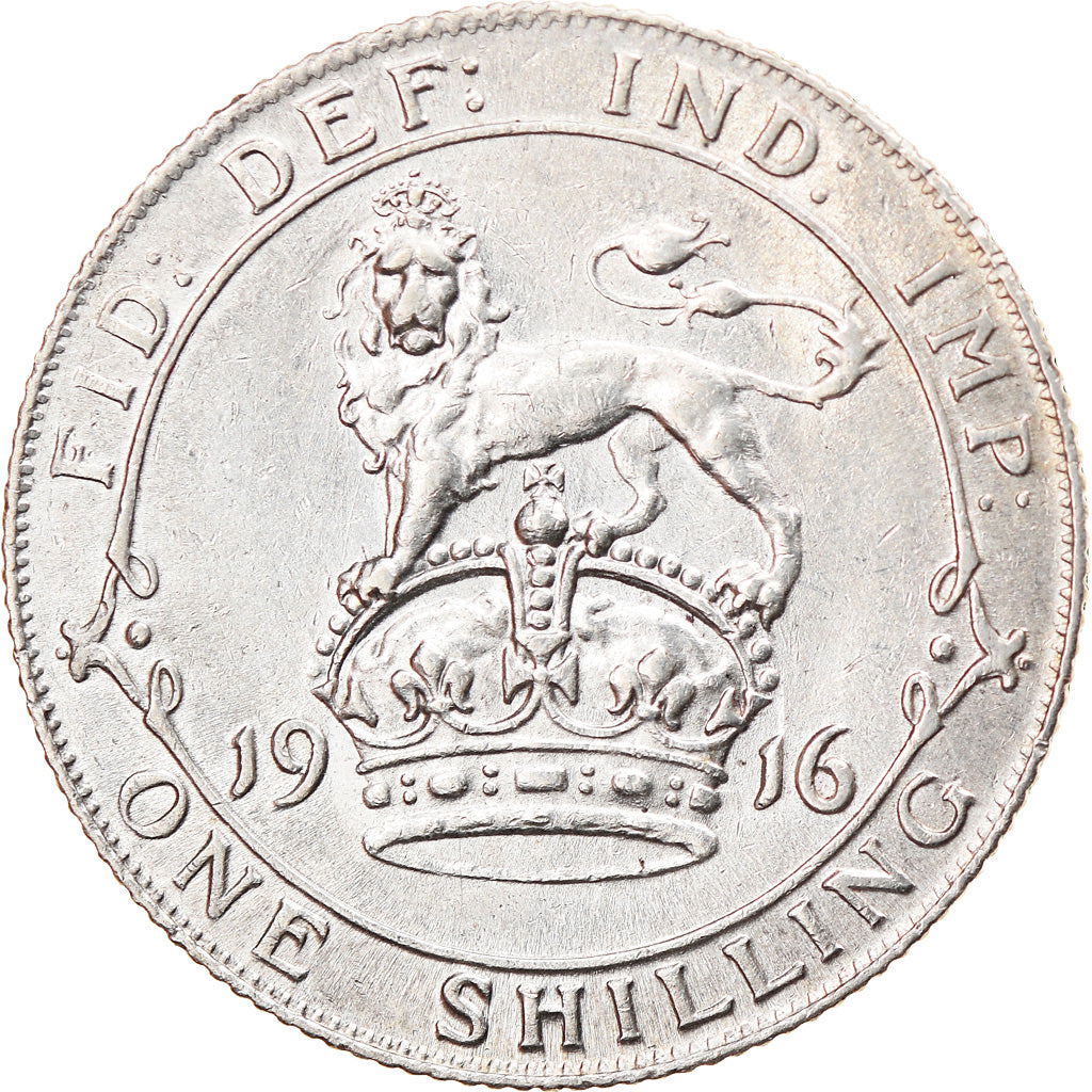 Coin, Great Britain, George V, Shilling, 1916, AU(55-58), Silver, KM:816