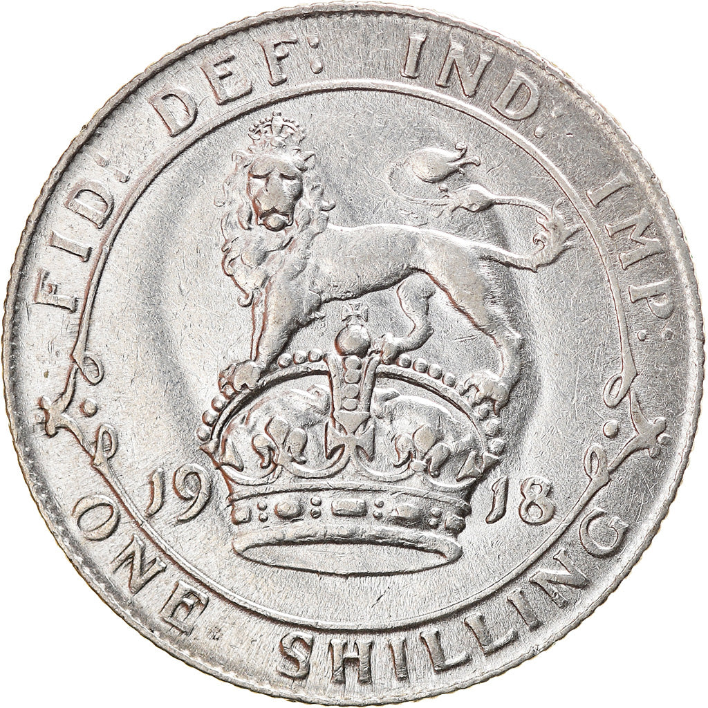 Coin, Great Britain, George V, Shilling, 1918, AU(50-53), Silver, KM:816